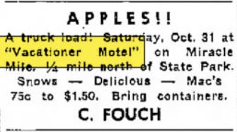 Vacationer Motel - Oct 1959 Ad (newer photo)